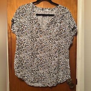GAP Leopard Print Blouse in Black, Brown, and White
